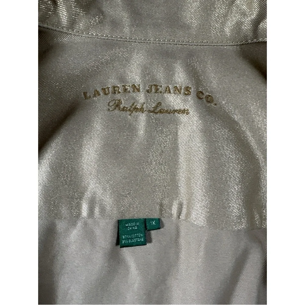 Lauren Jeans Co Ralph Lauren Metallic Gold Jean Style Jacket Women’s 1X - Picture 4 of 8
